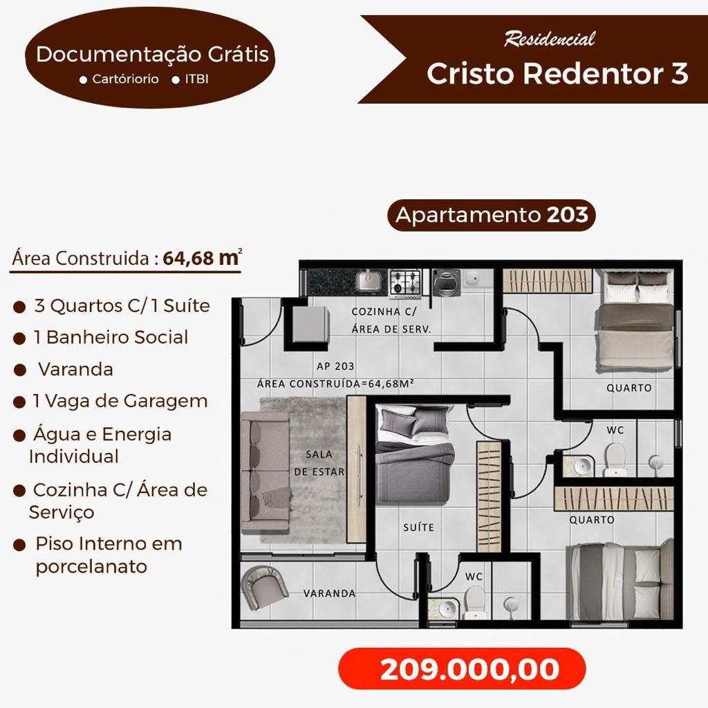 Apartamento com 3 Quartos à Venda, 53,89 m² - Foto 1